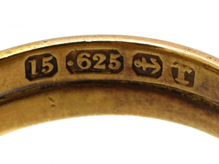 Victorian 15ct Gold Double Snake Ring set with a Diamond