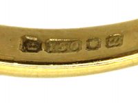 Victorian 18ct Gold Five Stone Sapphire & Diamond Carved Half Hoop Ring