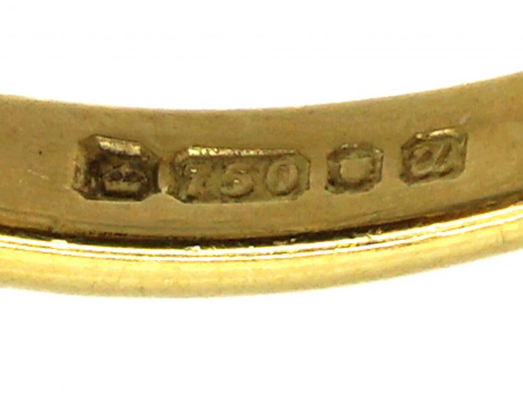 Victorian 18ct Gold Five Stone Sapphire & Diamond Carved Half Hoop Ring