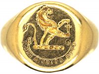 Edwardian 18ct Gold Signet Ring with an Intaglio of a Lion Rampant