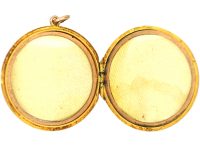 Edwardian 9ct Gold Round Locket with Engine Turned Detail