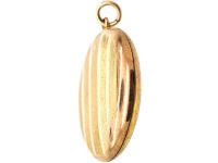 Edwardian 9ct Gold Round Locket with Engine Turned Detail