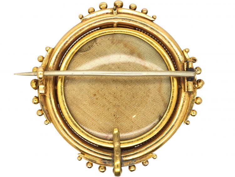 Victorian 18ct Gold Reverse Intaglio Crystal of a Pekinese Dog in a Kennel Brooch
