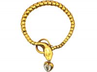 Victorian 18ct Gold Snake Bracelet set with Turquoise & Rose Diamond Eyes
