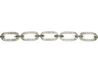 Art Deco Platinum, Emerald & Diamond Links Bracelet