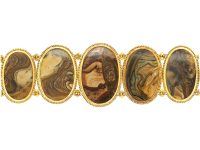 French 19th Century Brown Agate & Turquoise Bracelet