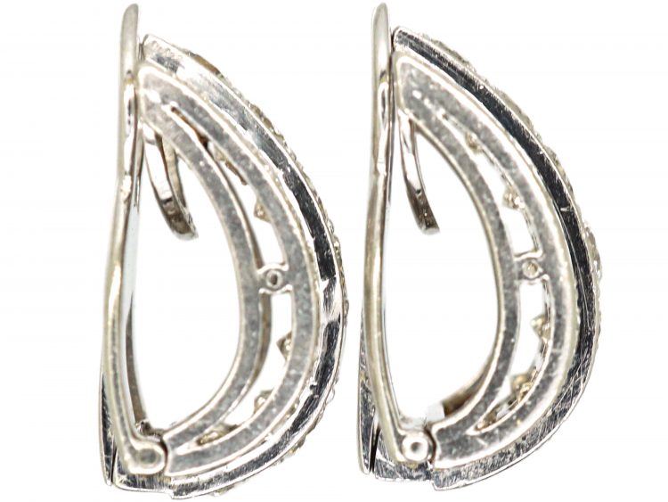 Art Deco Platinum Clip On Diamond Earrings