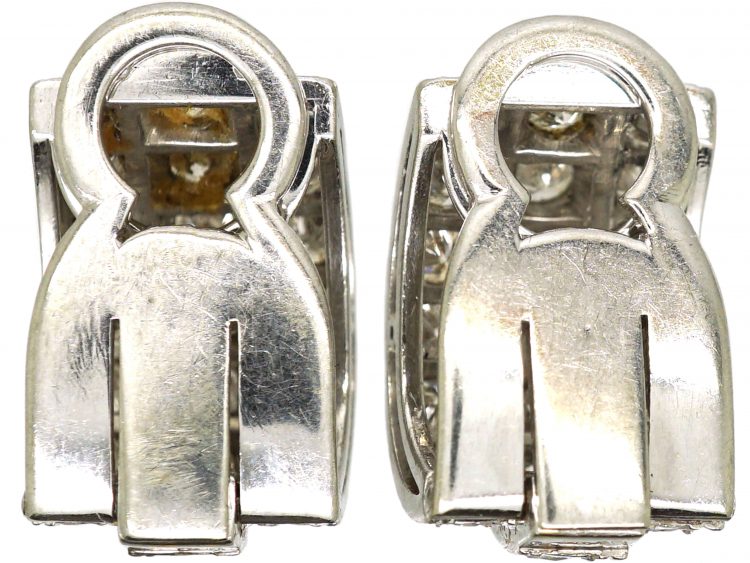 Art Deco Platinum Clip On Diamond Earrings