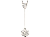 Edwardian Platinum, Daisy Drop Pendant set with Diamonds