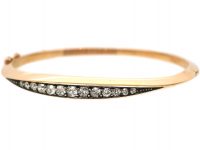 Edwardian 18ct Gold Bangle set with Graduated Diamonds