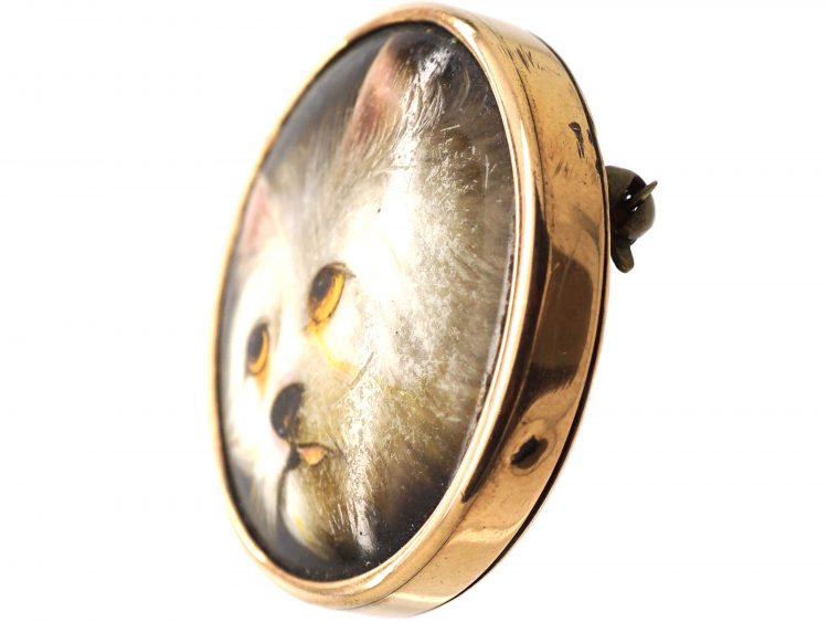 Victorian 9ct Gold & Enamel Brooch of a Dog by WB Ford