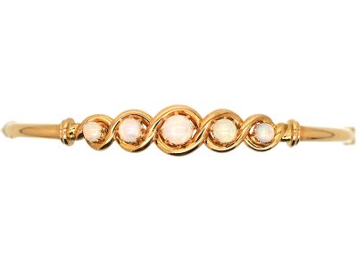 Early 20th Century 14ct Gold Bangle set with Five Graduated Opals