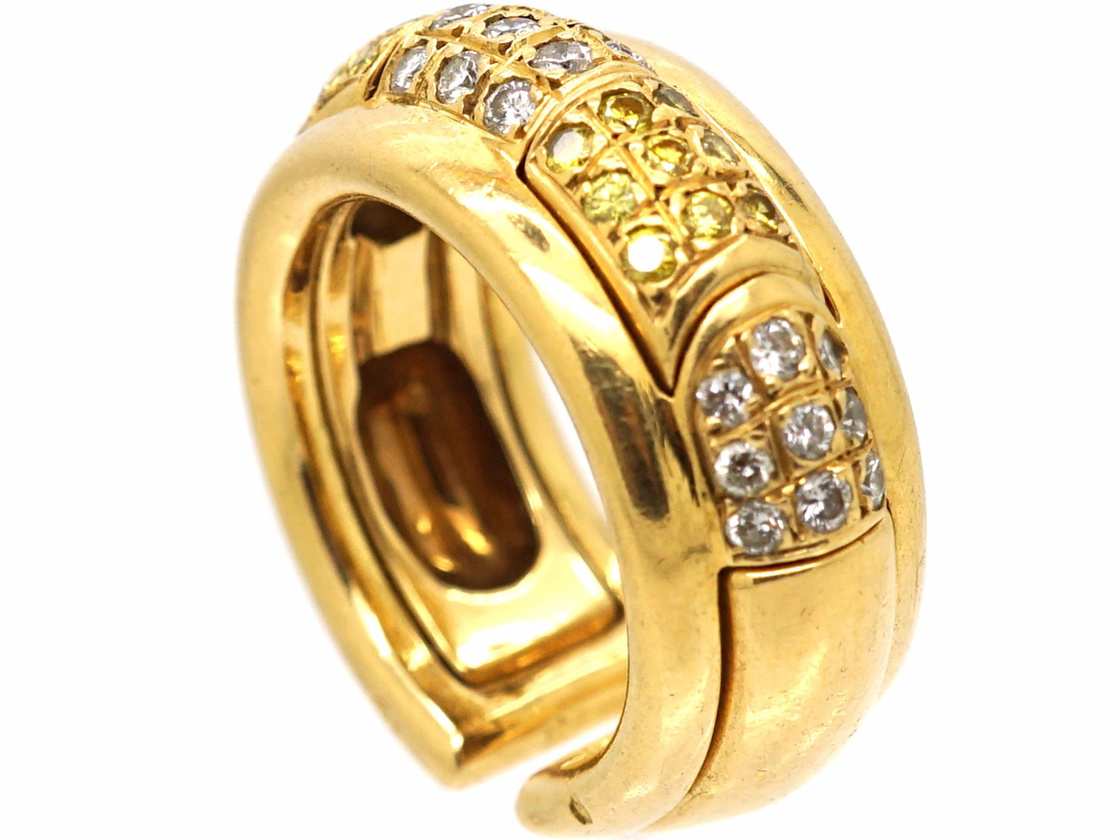 2 Part Rings French 18ct Gold Two Part Ring by Boucheron set with White & Yellow ...