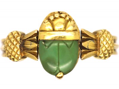 French Art Deco 18ct Gold Scarab Swivel Ring