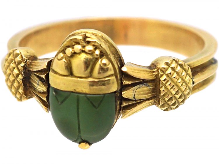 French Art Deco 18ct Gold Scarab Swivel Ring