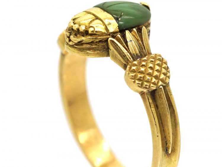 French Art Deco 18ct Gold Scarab Swivel Ring