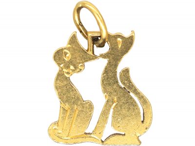 Two 18ct Gold Pussy Cats by Cartier in the Original Case