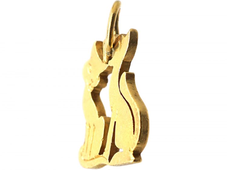 Two 18ct Gold Pussy Cats by Cartier in the Original Case
