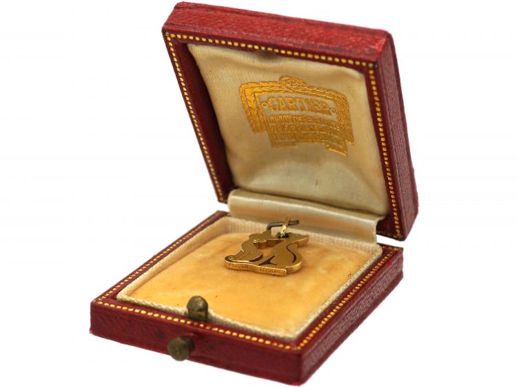 Two 18ct Gold Pussy Cats by Cartier in the Original Case