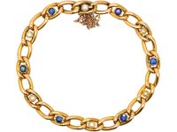 French Early 20th Century 18ct Gold, Sapphire & Natural Pearl Bracelet