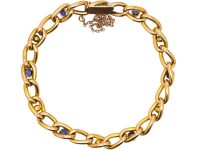 French Early 20th Century 18ct Gold, Sapphire & Natural Pearl Bracelet