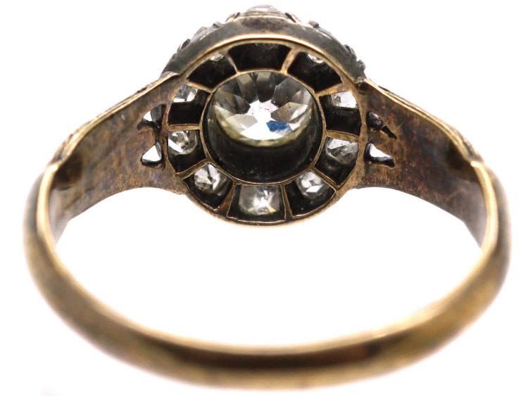 Georgian 15ct Gold, Old Mine Cut Diamond Cluster Ring