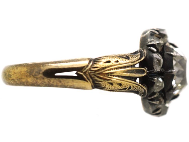 Georgian 15ct Gold, Old Mine Cut Diamond Cluster Ring