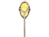 Victorian Silver Tie Pin set with an Oval Faceted Citrine