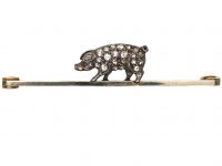 Edwardian 15ct Gold & Platinum, Piggy Brooch set with Rose Diamonds