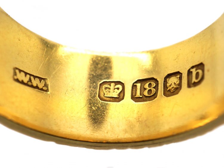 Victorian 18ct Gold & Black Enamel Mourning Ring