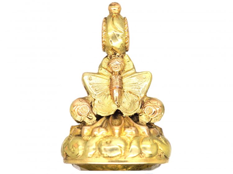 Regency Three Colour Gold Butterfly Seal With a Citrine Base & the Name Mary