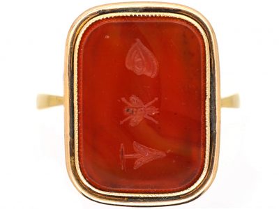 Georgian 9ct Gold Rebus Ring set with a Carnelian