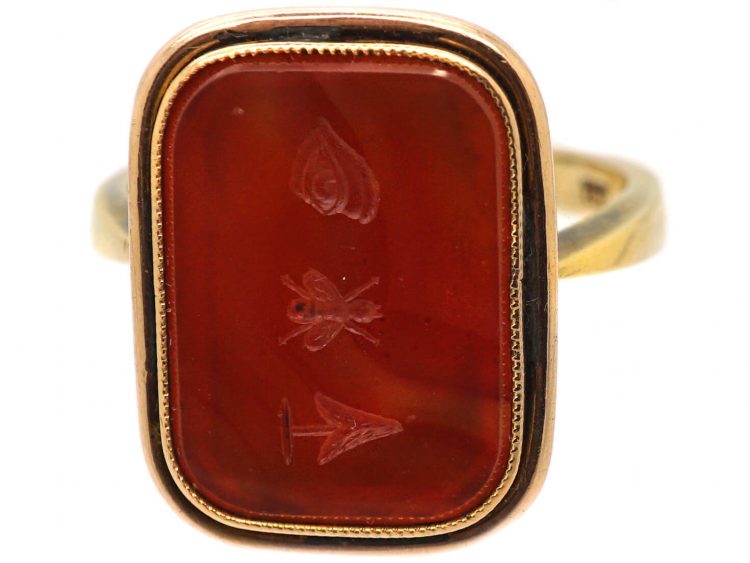 Georgian 9ct Gold Rebus Ring set with a Carnelian