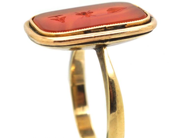 Georgian 9ct Gold Rebus Ring set with a Carnelian