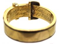 Victorian 18ct Gold, Black Enamel & Rose Diamond Buckle Ring