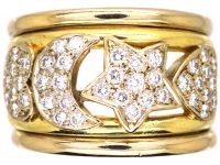 French 18ct Gold, Sun Moon & Hearts Ring set with Diamonds