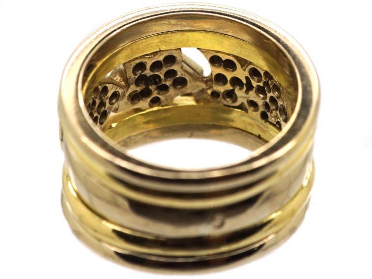 French 18ct Gold, Sun Moon & Hearts Ring set with Diamonds