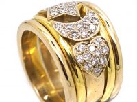 French 18ct Gold, Sun Moon & Hearts Ring set with Diamonds