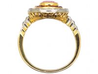 French Import Early 20th Century 18ct Gold & Platinum, Pink Sapphire, Ruby & Diamond Cluster Ring