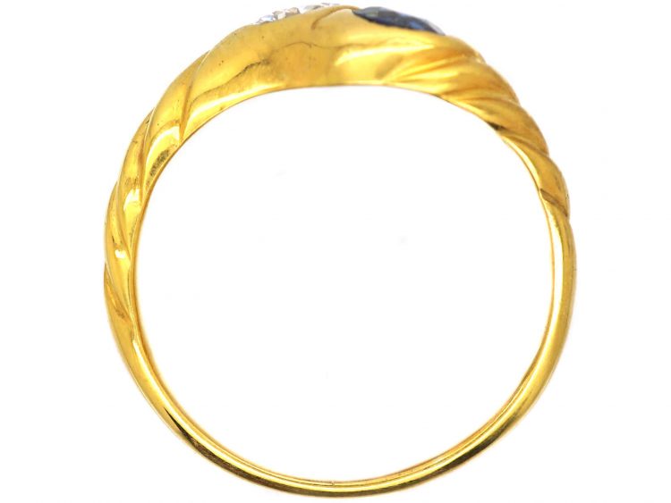 18ct Gold Sapphire & Diamond Twist Ring