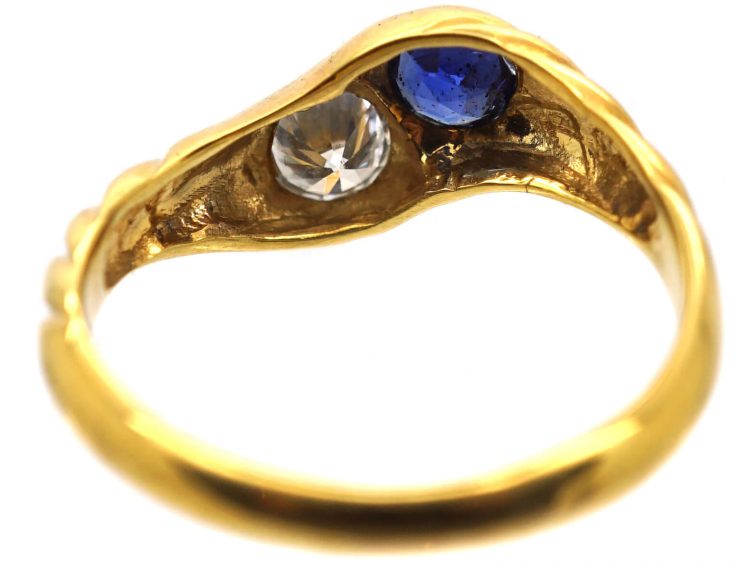 18ct Gold Sapphire & Diamond Twist Ring