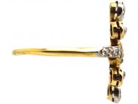 French Import 18ct Gold & Platinum, Art Nouveau Double Flower Ring set with Rubies & Diamonds