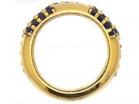 1970s 18ct Gold Ring by Mauboussin set with Diamonds, Emeralds & Sapphires