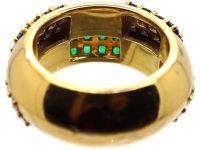 1970s 18ct Gold Ring by Mauboussin set with Diamonds, Emeralds & Sapphires