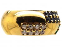 1970s 18ct Gold Ring by Mauboussin set with Diamonds, Emeralds & Sapphires