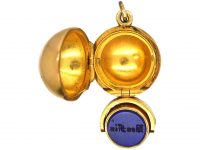 Victorian 15ct Gold Ball Locket with Swivel Seal Inside with Helen Intaglio