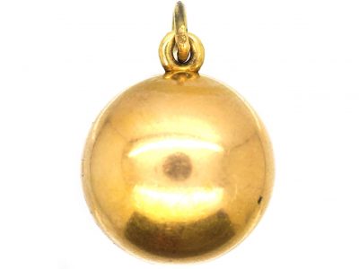 Victorian 15ct Gold Ball Locket with Swivel Seal Inside with Helen Intaglio