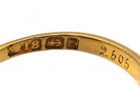 Victorian 18ct Gold Two Stone Opal Carved Half Hoop Ring with Diamonds in Between