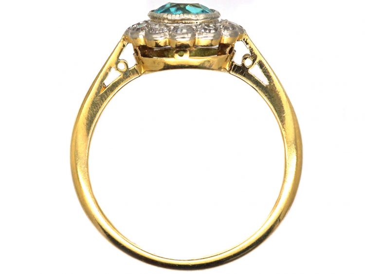 Edwardian 18ct Gold & Platinum, Zircon & Diamond Cluster Ring