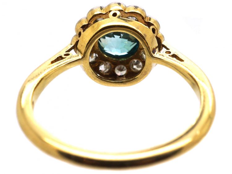 Edwardian 18ct Gold & Platinum, Zircon & Diamond Cluster Ring